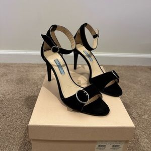 Prada Suede Heels - Camoscio Nero - Black Size 7